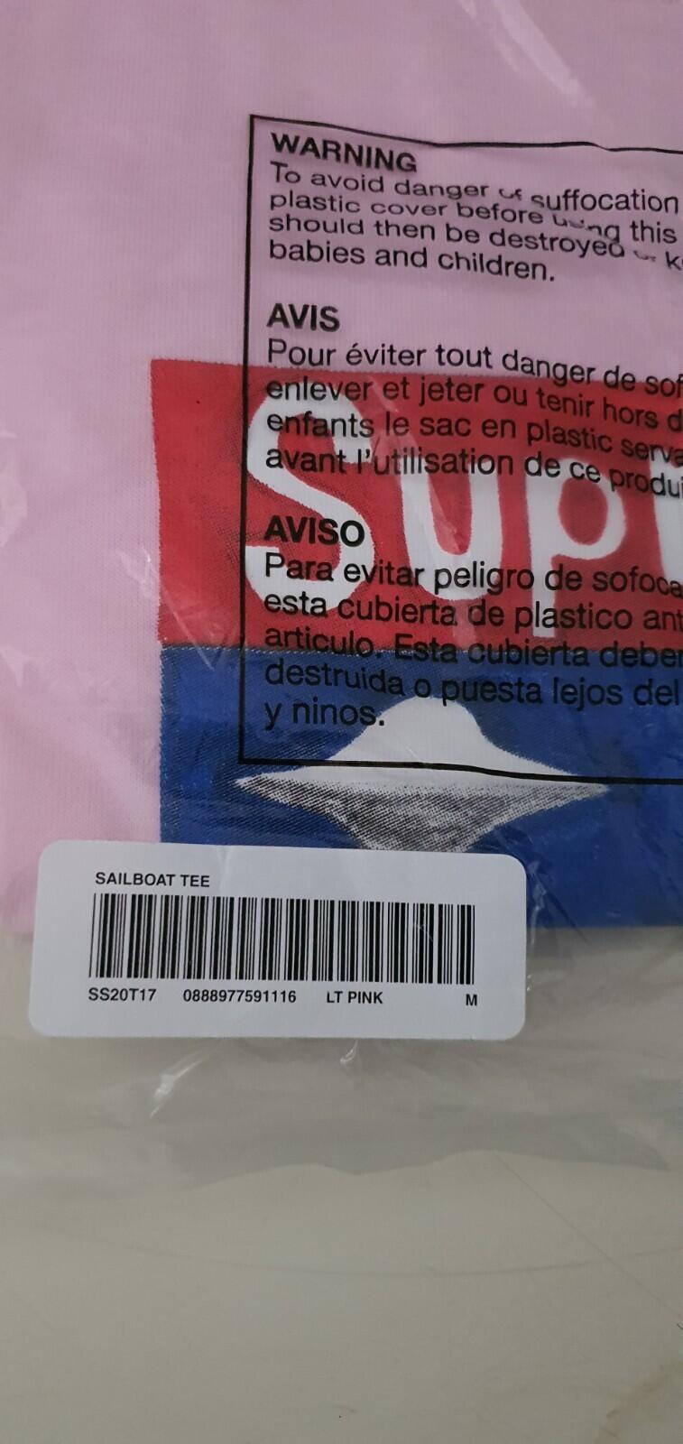 SS20 Supreme Sailboat Tee Light Pink Size M