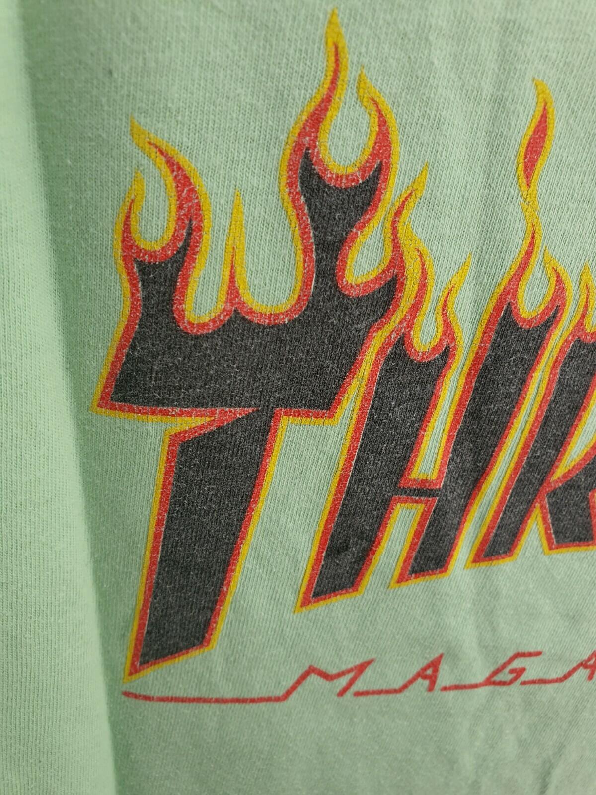 SS15 Supreme x Thrasher Flames Tee Lime Size L