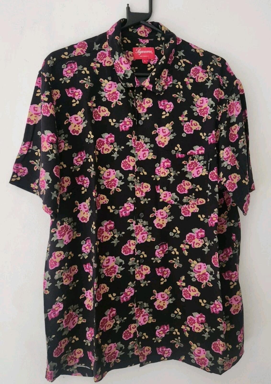 SS20 Supreme Floral Rayon S/S Shirt size L large Black