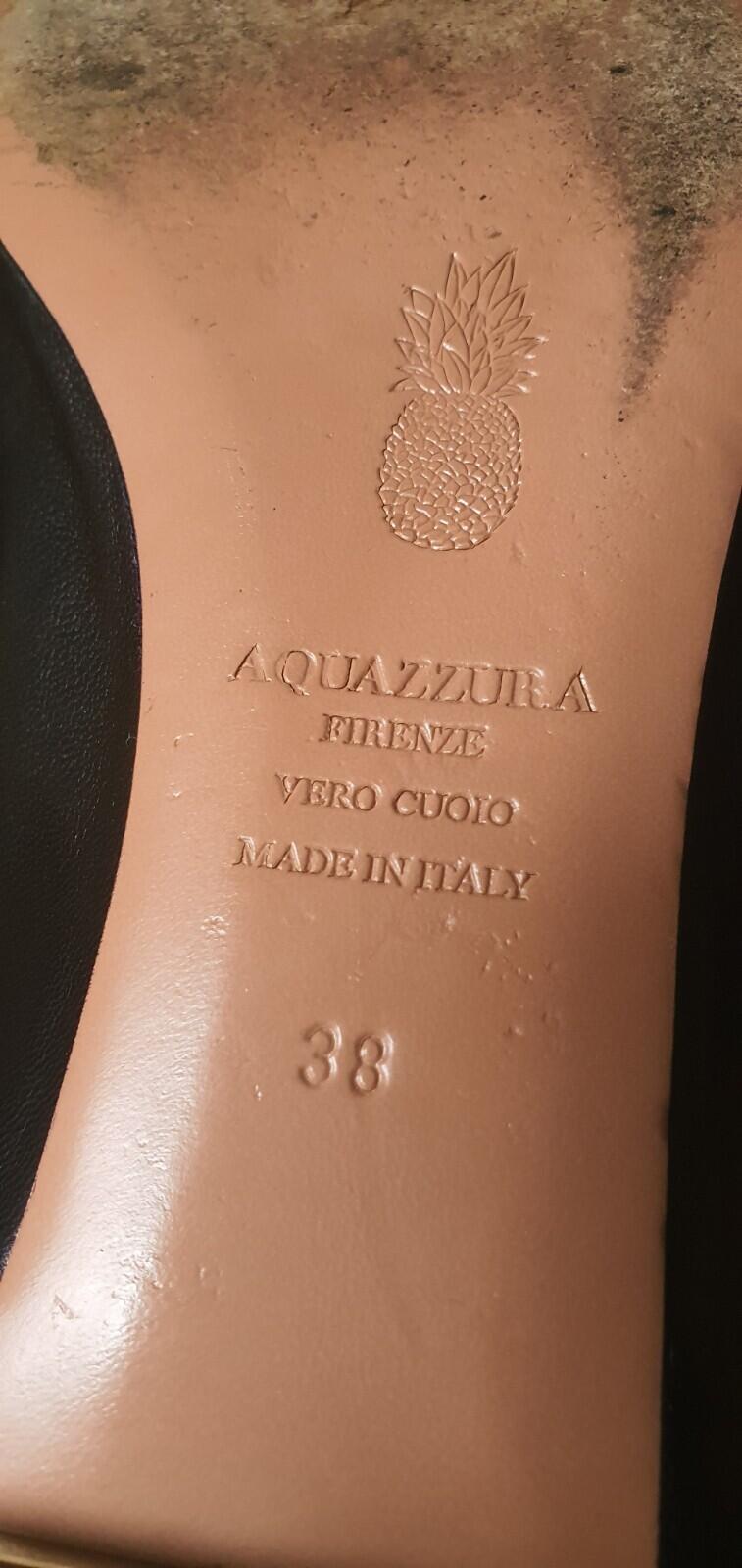 £415 AQUAZZURA Black Leather Christy Flat Pointed Toe Sandals Ballet EU 38 UK 5