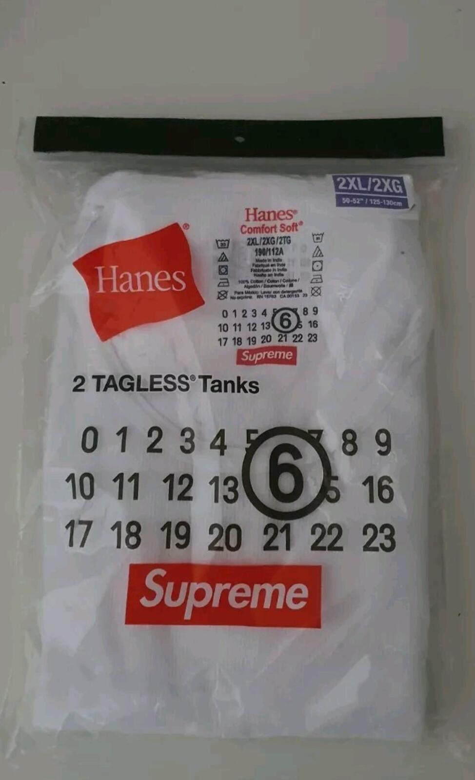 SS24 Supreme x MM6 Maison Margiel Hanes Tee (2 Pack) White Size XXL 2XL