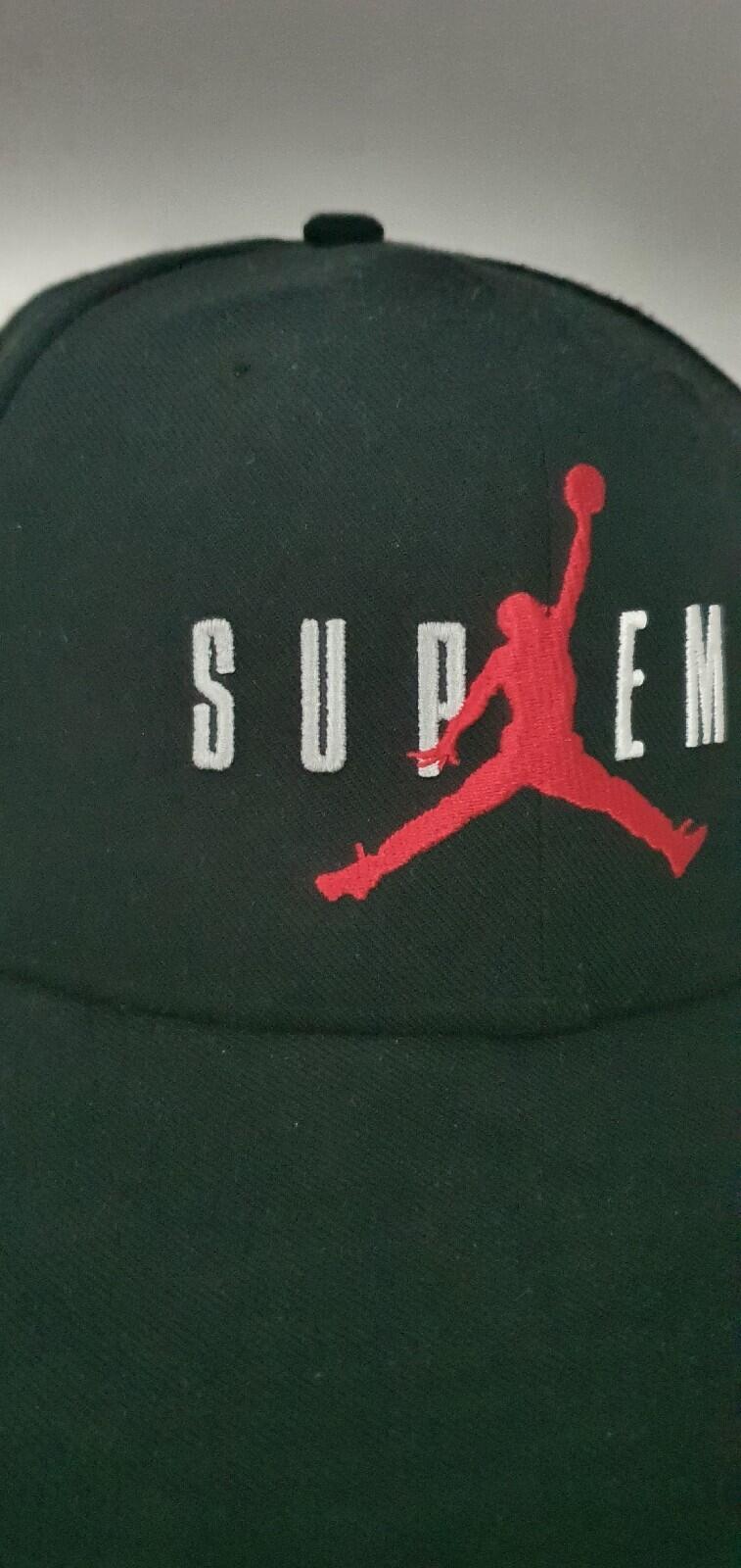 FW15 Supreme x Jordan black 6-Panel cap Jumpman hat Rare