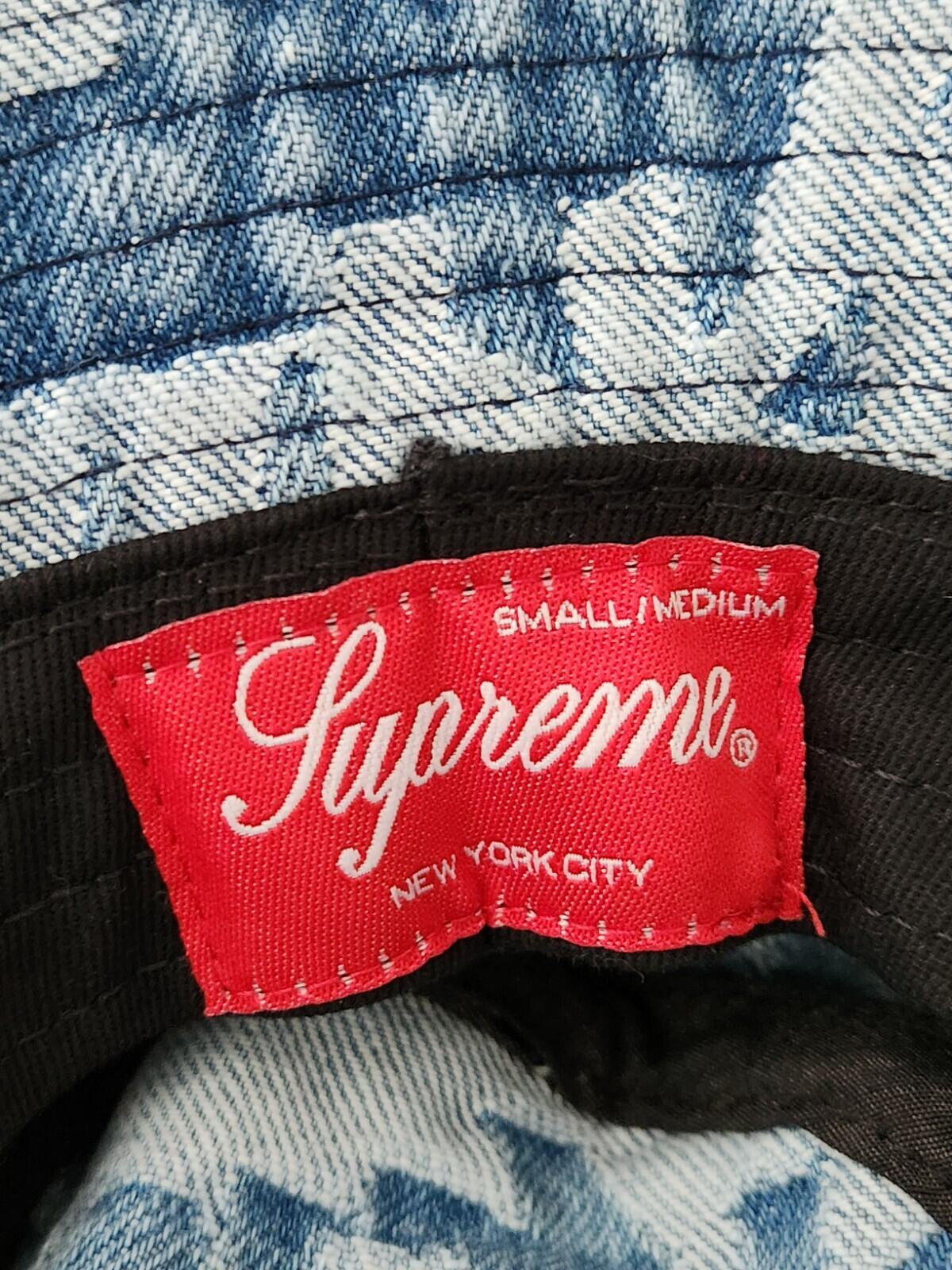 SS22 Supreme Fat Tip Jacquard Denim Crusher Hat Blue Size S/M