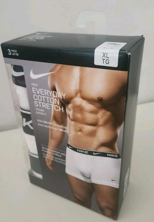 NIKE paquete de 3 calzoncillos ajustados de algodón elástico blanco XL Ropa interior Dri-FIT Nuevos