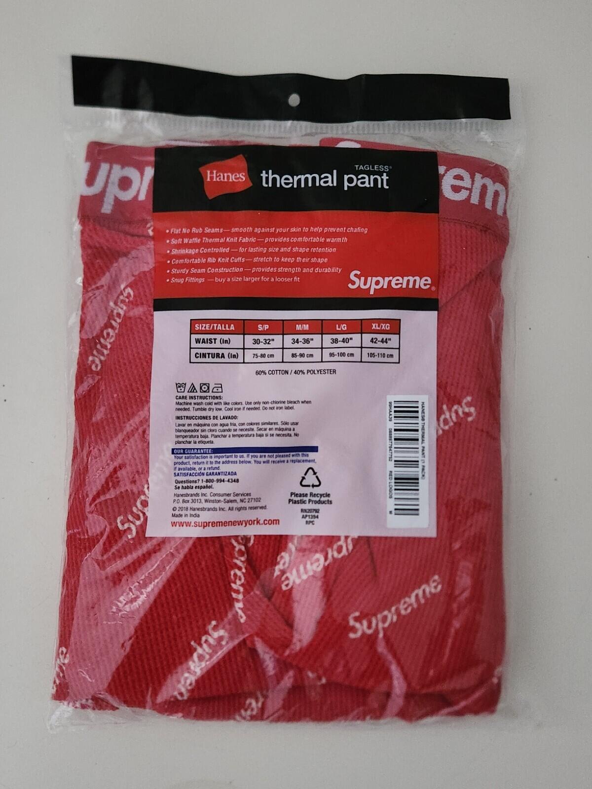FW20 Supreme Hanes Thermal pant (1 pack) Red logos size M
