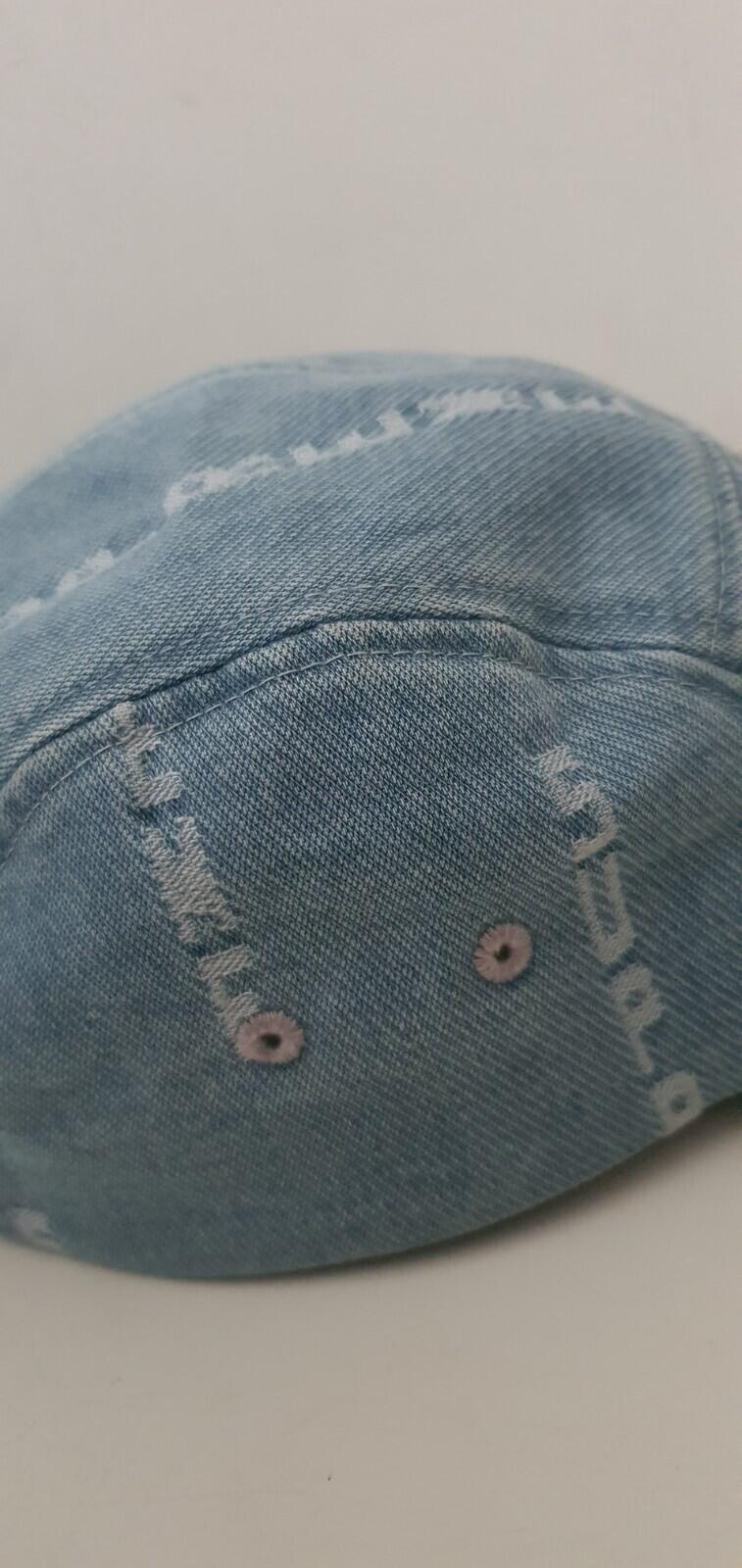 FW20 Supreme Logo Stripe Jacquard denim camp cap red box logo blue hat Worn 1x