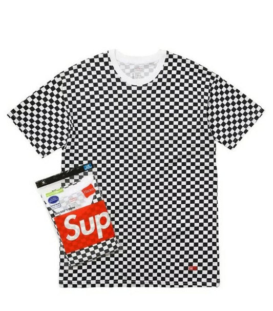 Camisetas sin etiqueta a cuadros Supreme Hanes SS18 (paquete de 2) talla L grande, nuevas y sin abrir