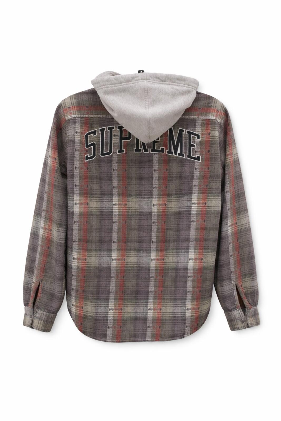 FW18 Supreme Kapuzenhemd aus Jacquard-Flanell, Größe XL