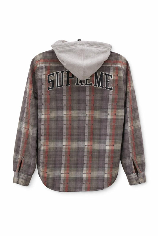 FW18 Supreme Kapuzenhemd aus Jacquard-Flanell, Größe XL