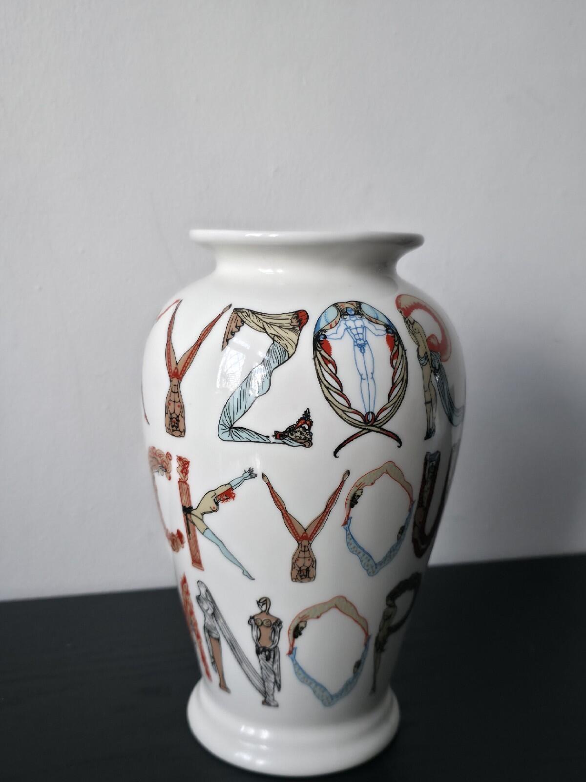 SS18 Supreme Alphabet Ceramic Vase White Artwork by Erte. ©Sevenarts, Ltd.