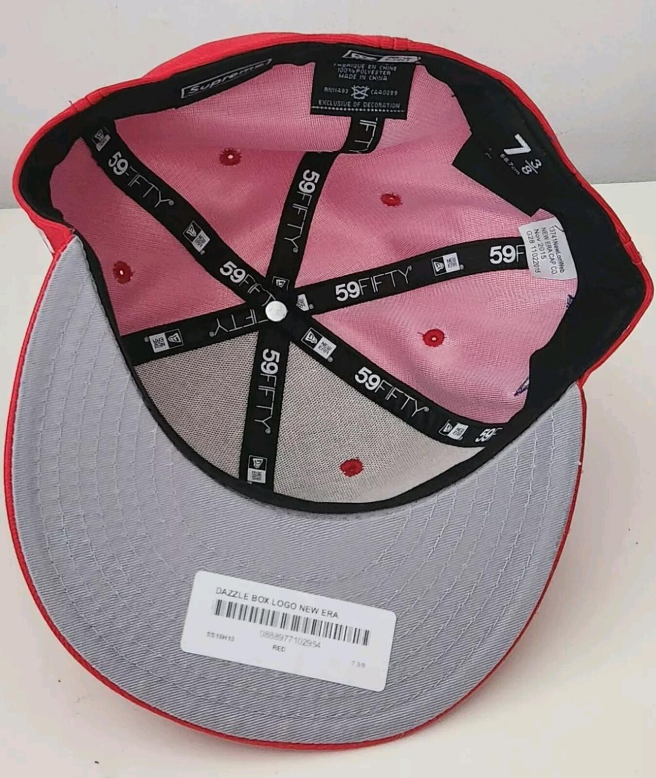 SS16 Supreme Dazzle Box Logo New Era Red Fitted cap hat size 7 3/8