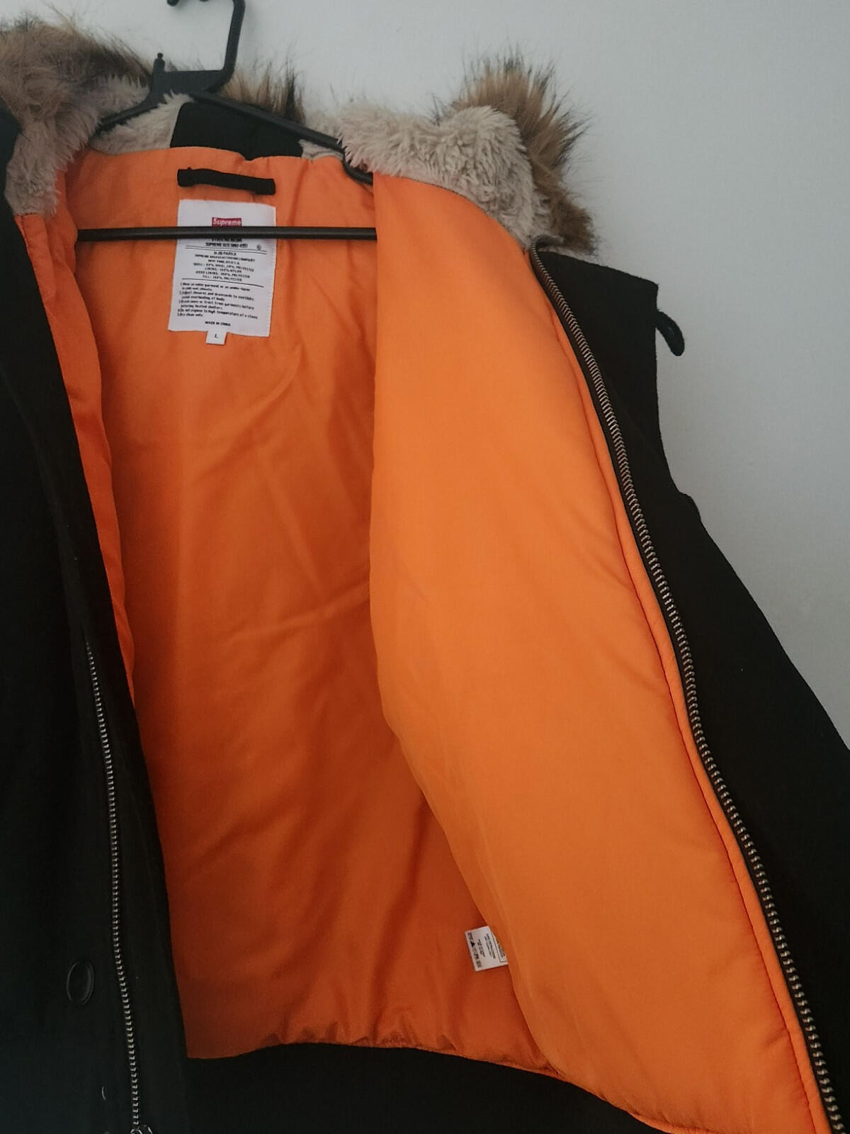 FW18 Supreme Wool N-2B Jacket Black Size L