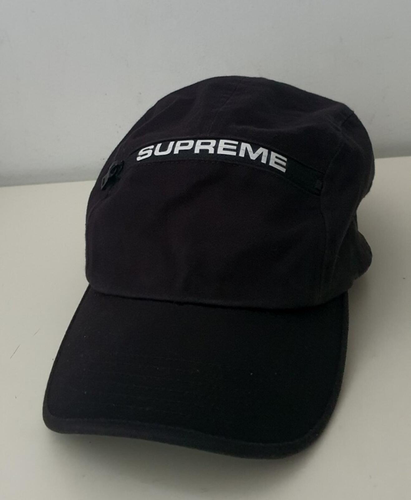 FW21 Supreme Top Zip camp cap black hat Zip Pocket