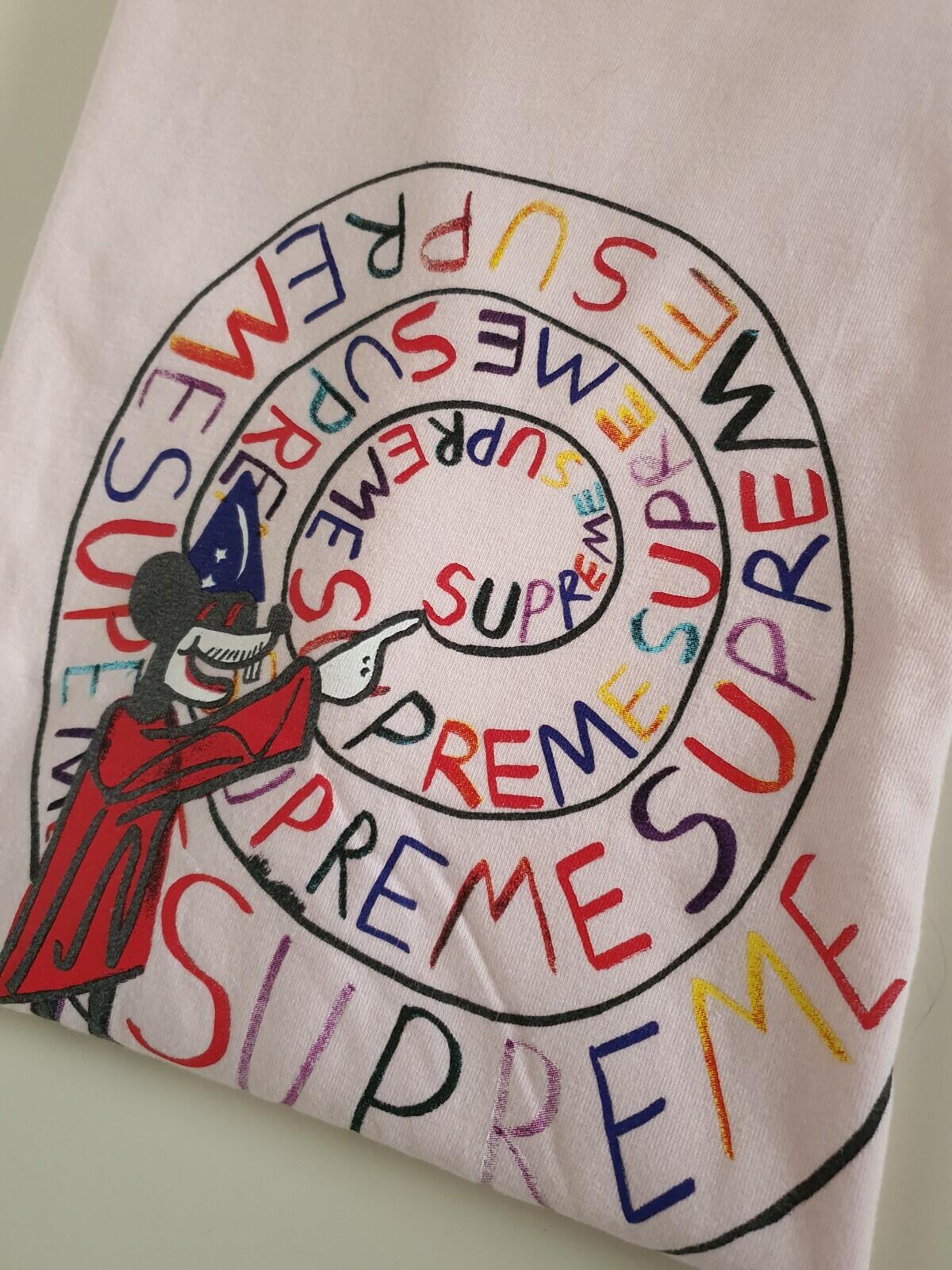 SS17 Supreme Joe Roberts Swirl pale pink Tee size XL T-shirt Mickey Mouse