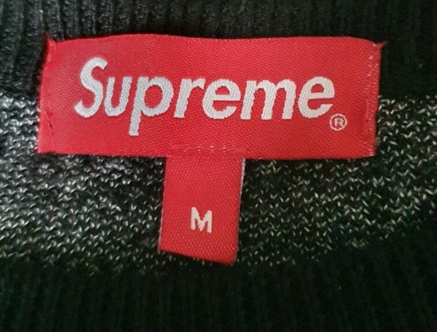 FW18 Supreme Newsprint schwarzer Pullover Größe M mittlerer Jumper Zeitung Merinowolle