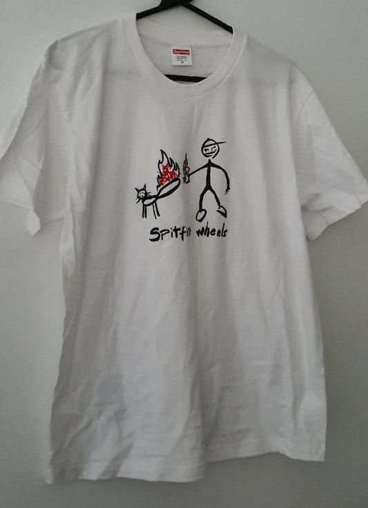 SS18 Supreme x Spitfire Cat Tee Weiß Größe M