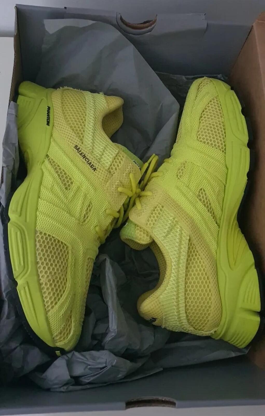 £525 BALENCIAGA Phantom Sneaker Lime And Black UK 10 US 11 EUR 44 trainers Mesh