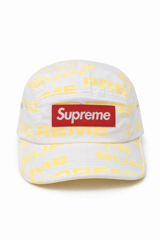 FW20 Supreme Reactive Print Camp Cap Blanco