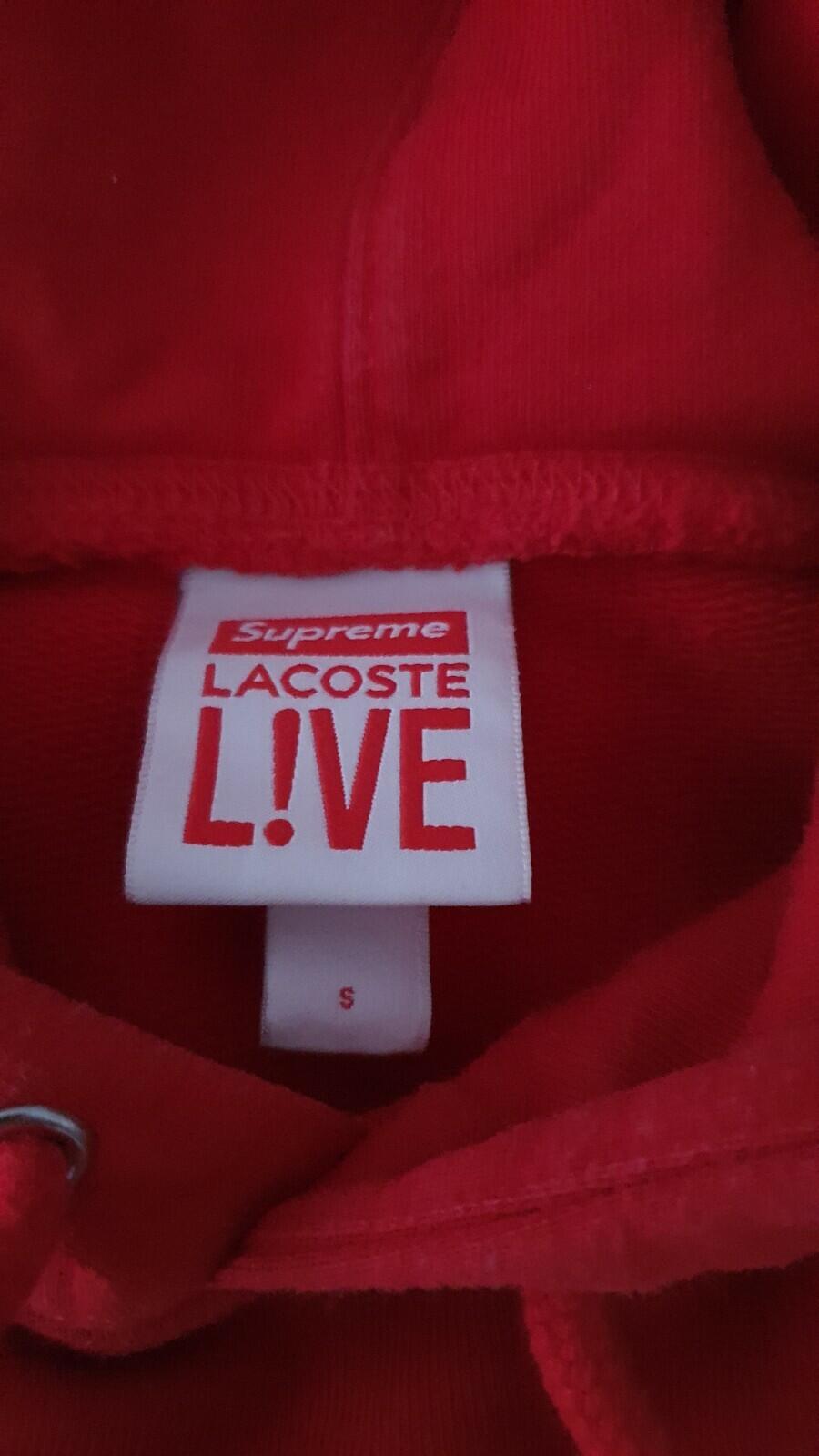 SS18 Supreme x Lacoste Hooded Sweatshirt Red Size S