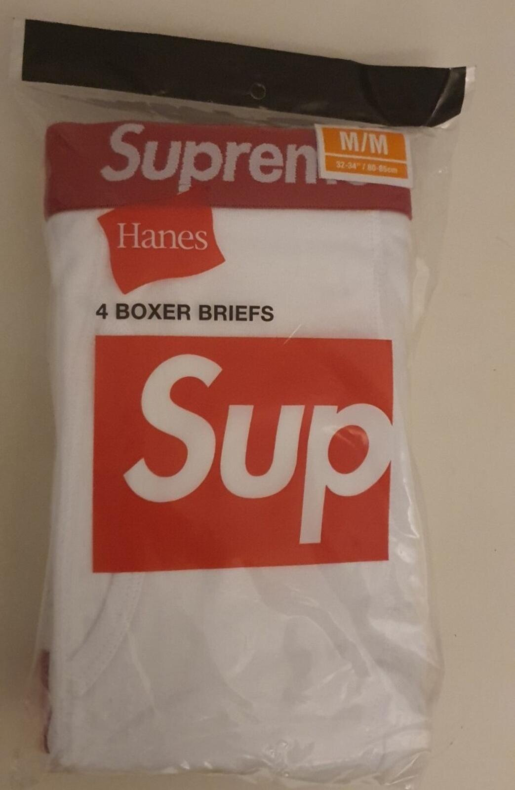 FS24 Supreme Hanes weiße Boxershorts (4er-Pack) M Medium Neu ungeöffnet Unterwäsche