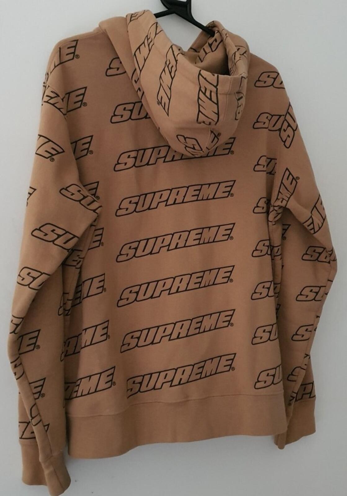 SS18 Supreme Repeat Zip Up hooded sweatshirt light brown size M medium hoodie