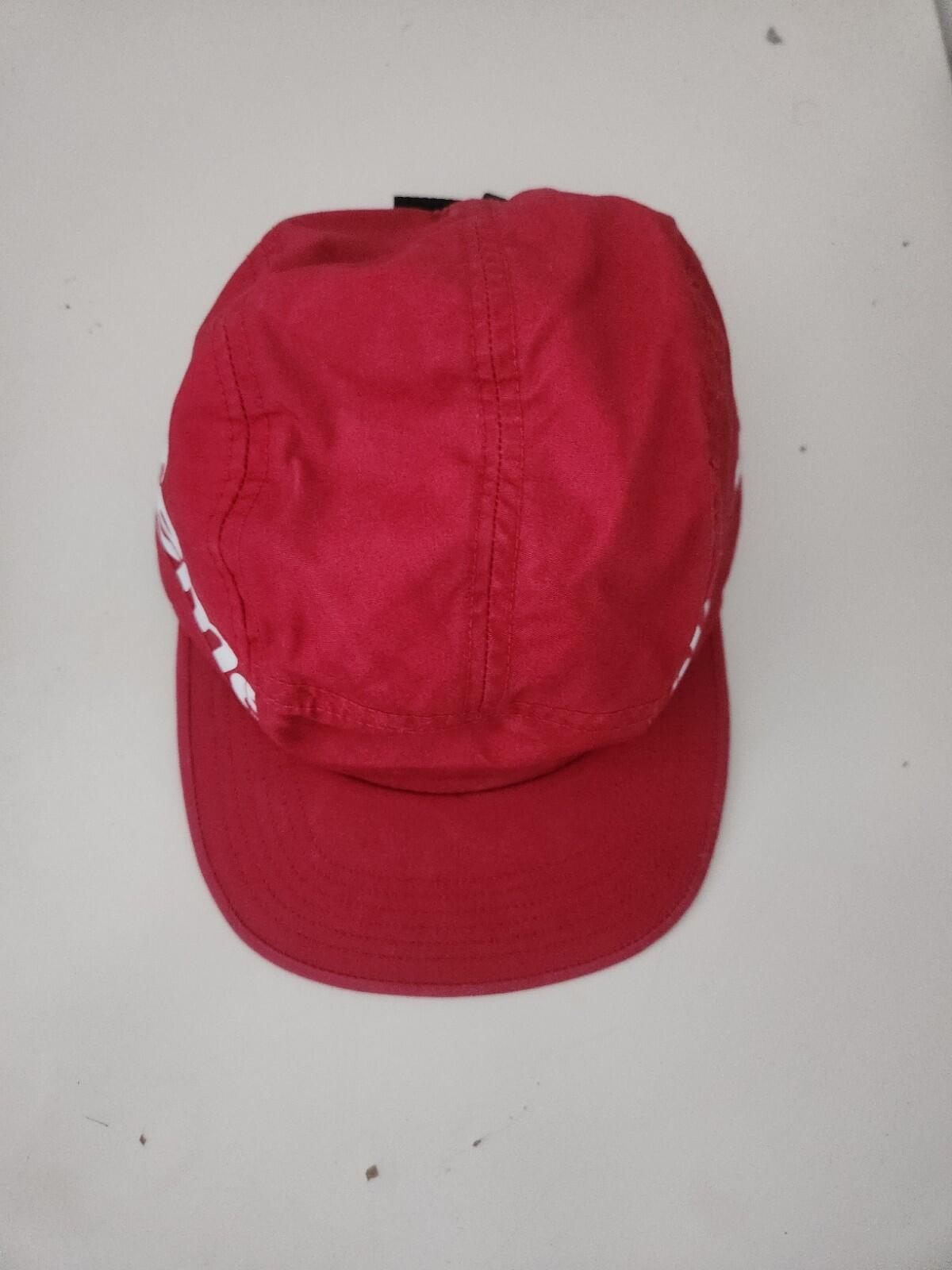 FW18 Supreme Side Panel Camp Cap red big logo hat made in USA
