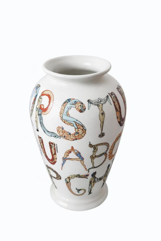 SS18 Supreme Alphabet Ceramic Vase White Artwork by Erte. ©Sevenarts, Ltd.