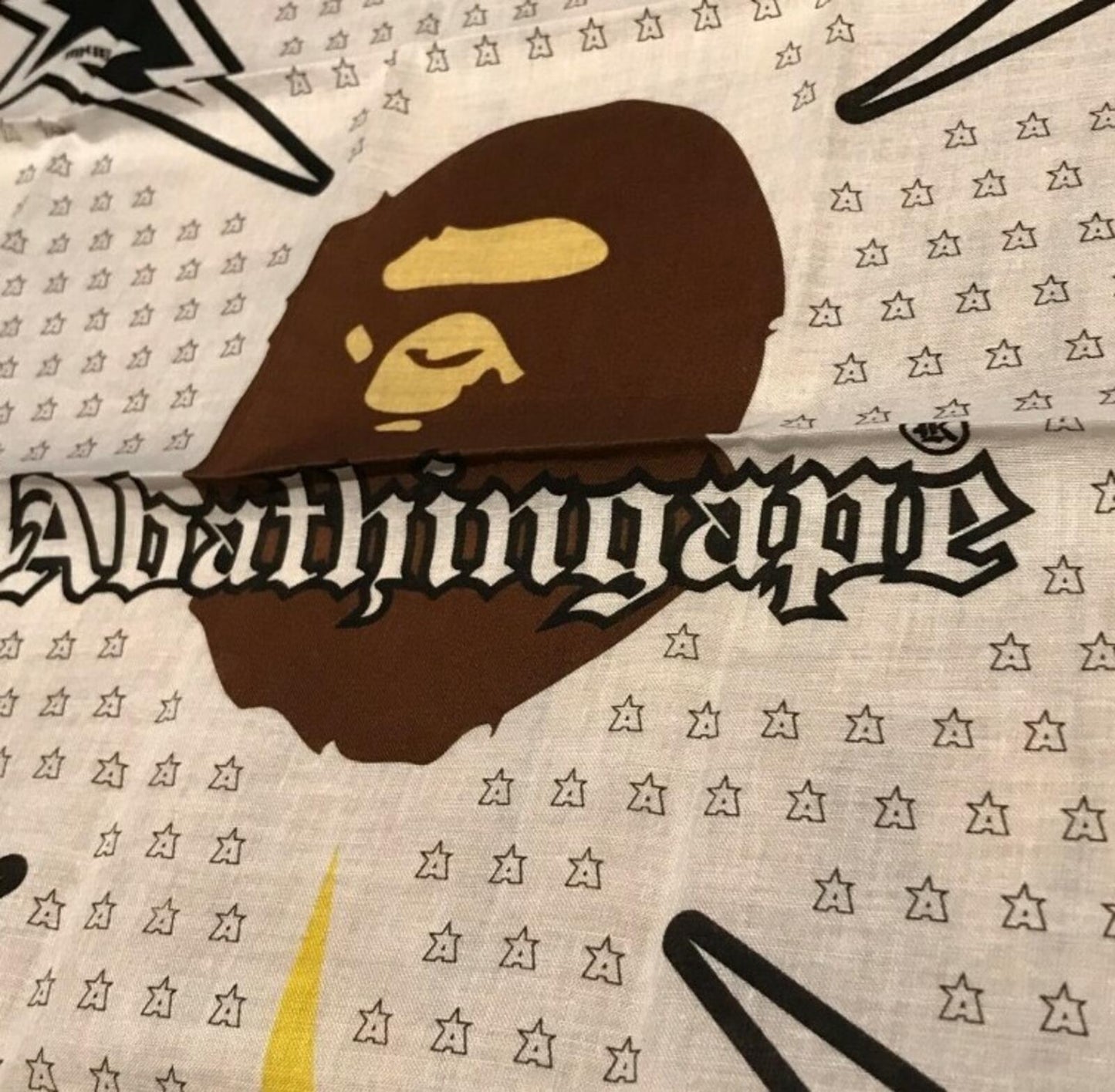 A BATHING APE Bapesta Head Bandana White BAPE rare made in Japan scarf Vintage