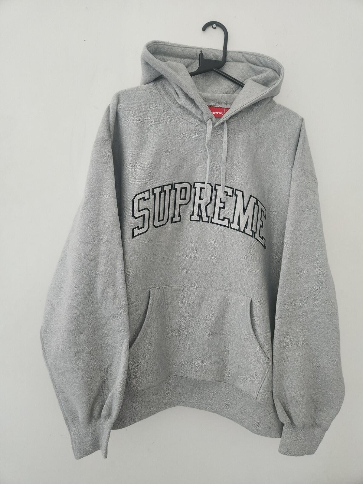 SS23 Supreme Glitter Arc Hooded Sweatshirt Heather Grey Size XL