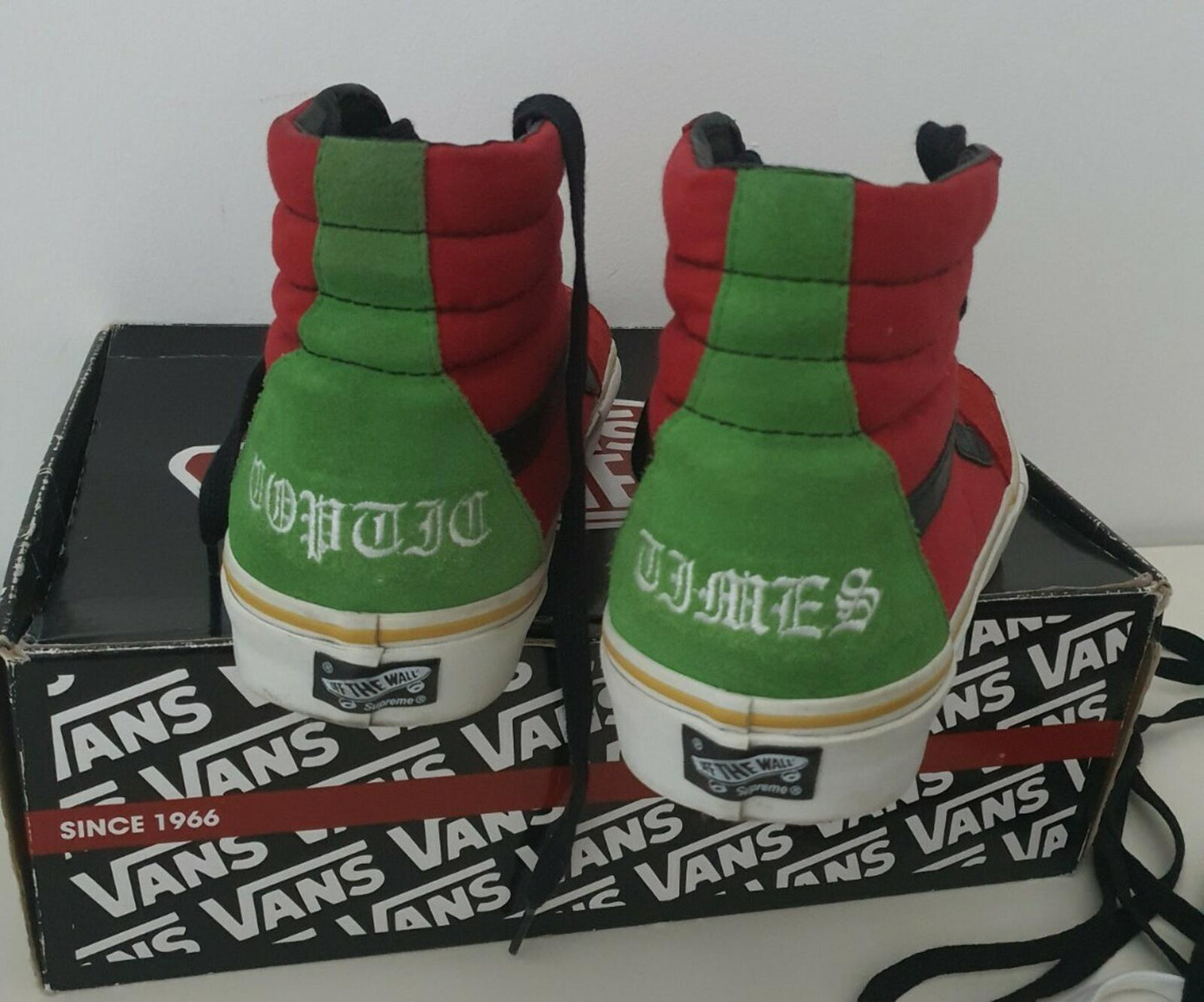 SS08 Supreme Bad Brains Vans Sk8-Hi Red/Green US 8.5 EUR 41 UK 7.5 Vintage 2008