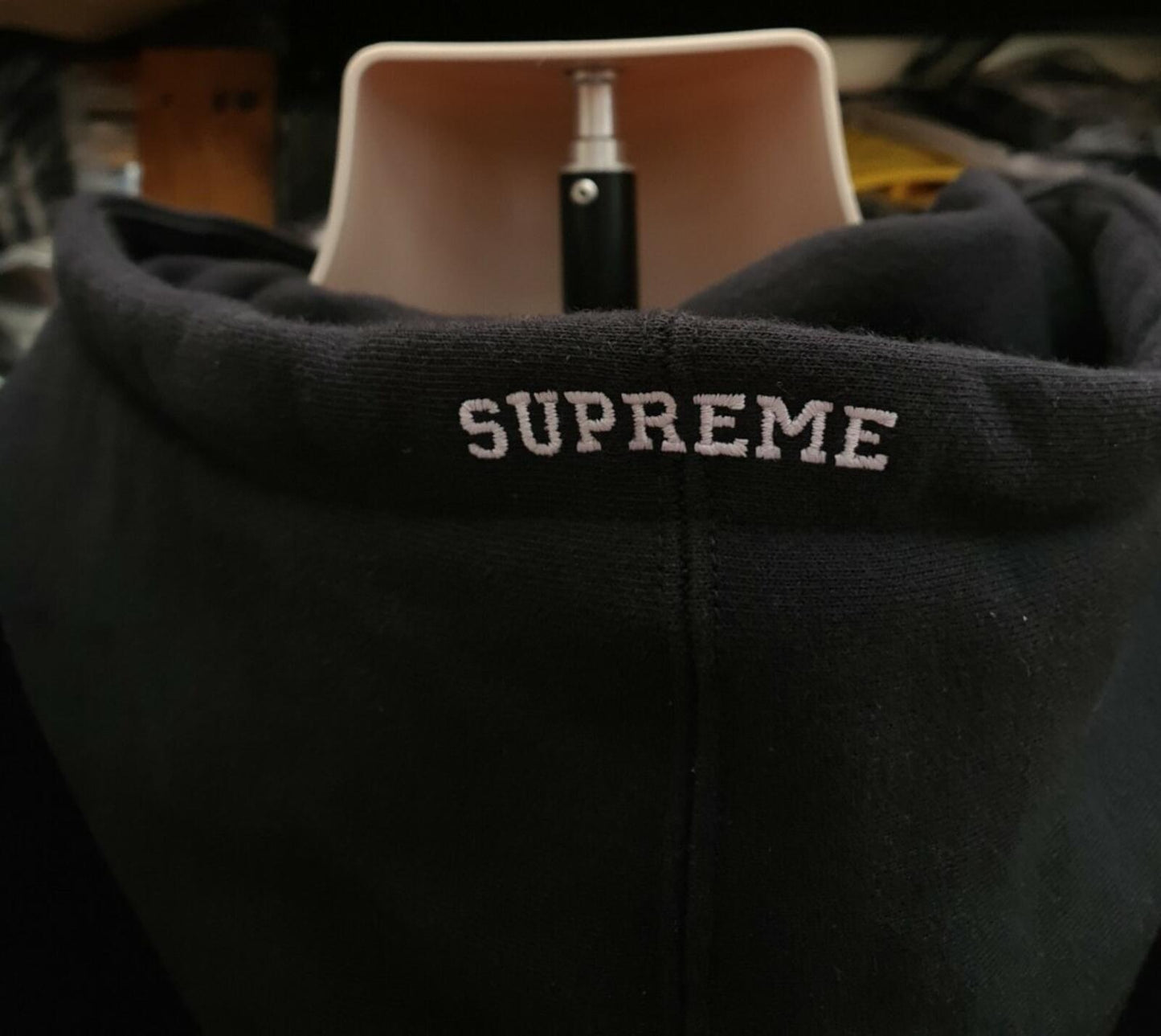 FW19 Supreme x Nike Leather Applique Hooded Sweatshirt Black Size M