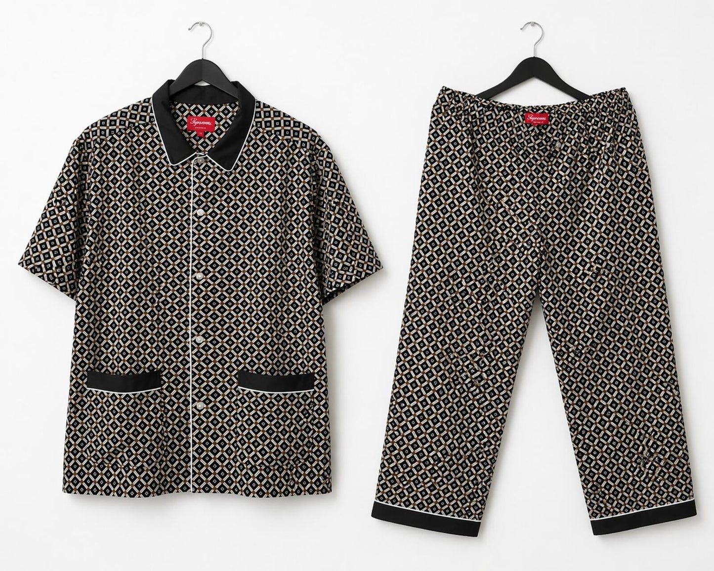 SS20 Supreme Satin Pajama set ( shirt + trousers) Black Size L Nightwear