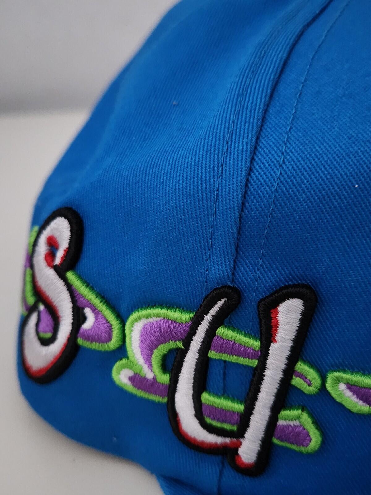 FW23 Supreme AOI Spellout 5-panel blue hat cap embroidered artwork by AOI