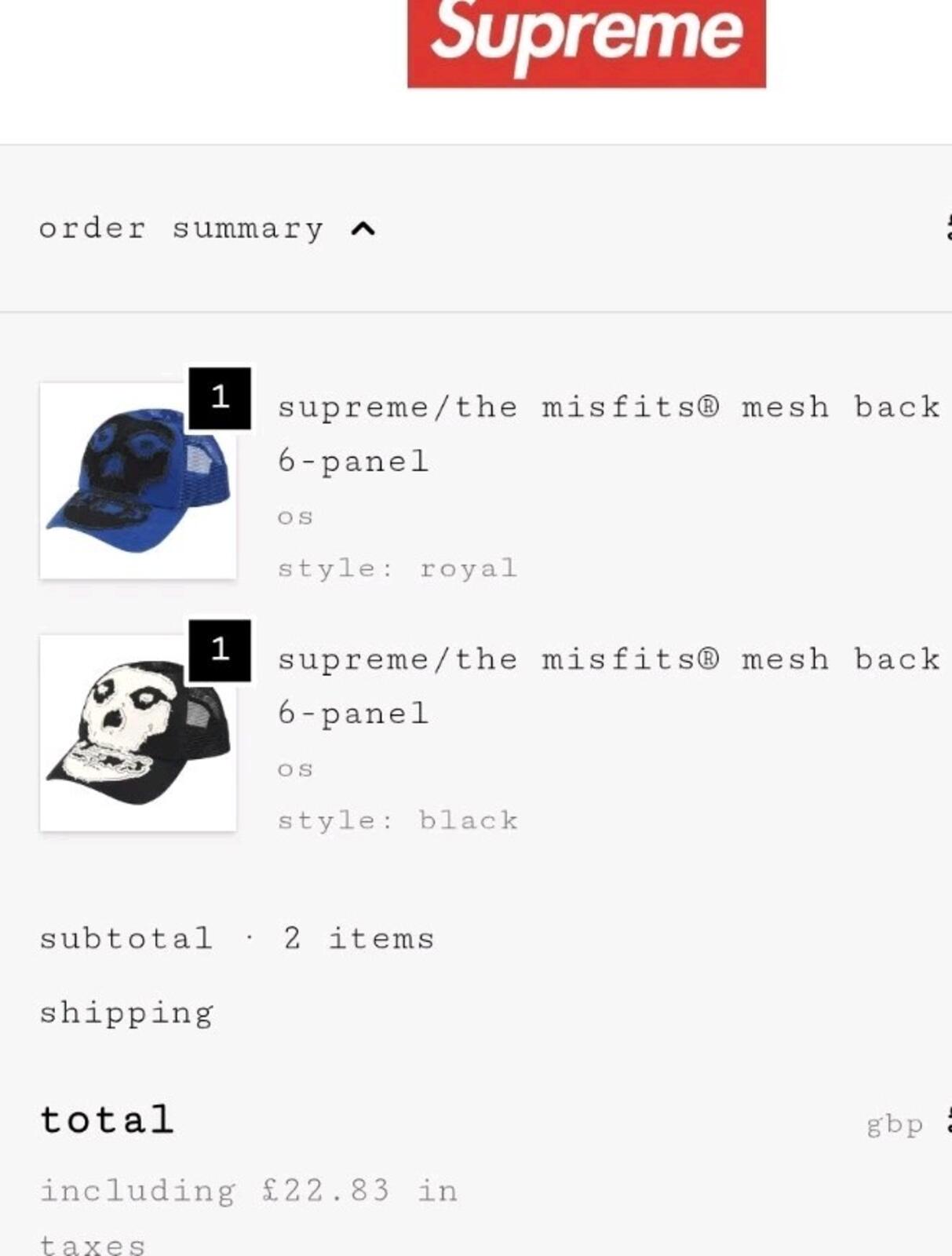 SS26 Supreme x The Misfits Mesh Back 6-Panel Hat Royal
