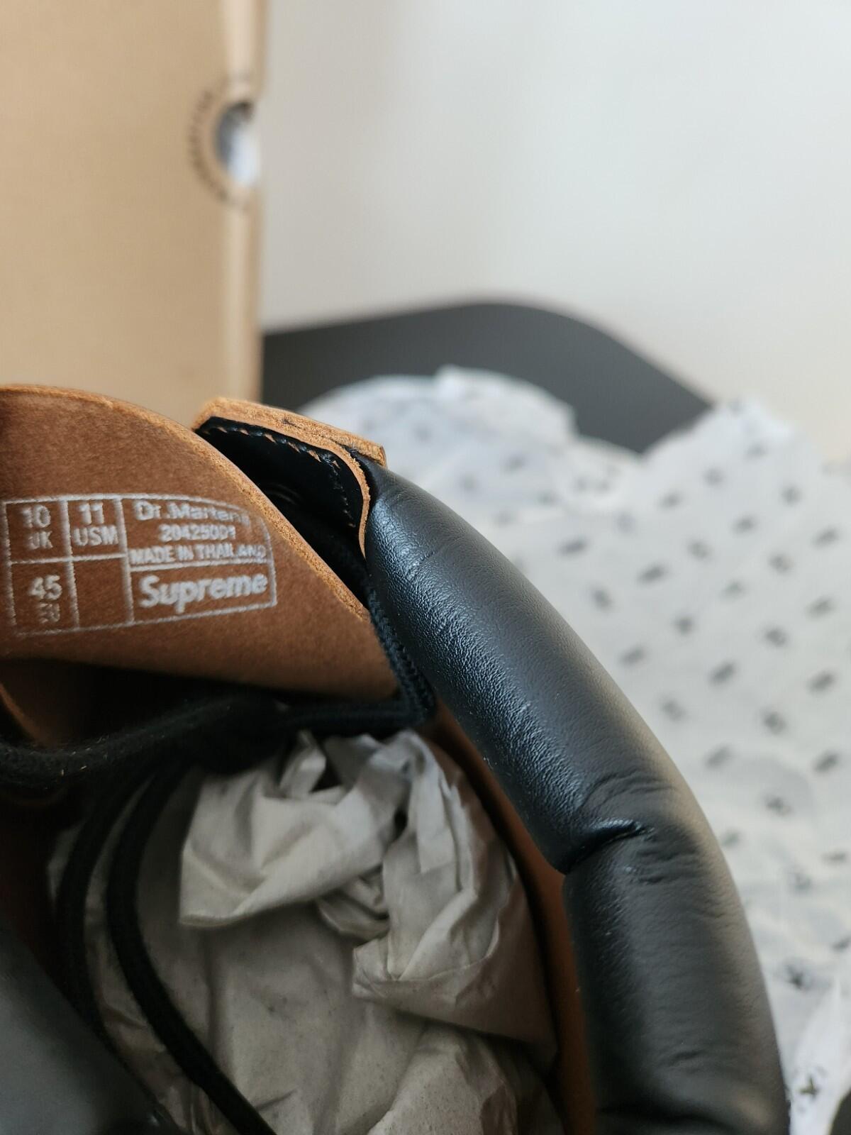 FW15 Supreme x Dr. Martens 6-Eye Boots Black UK 10 EU 45 US 11 Leather