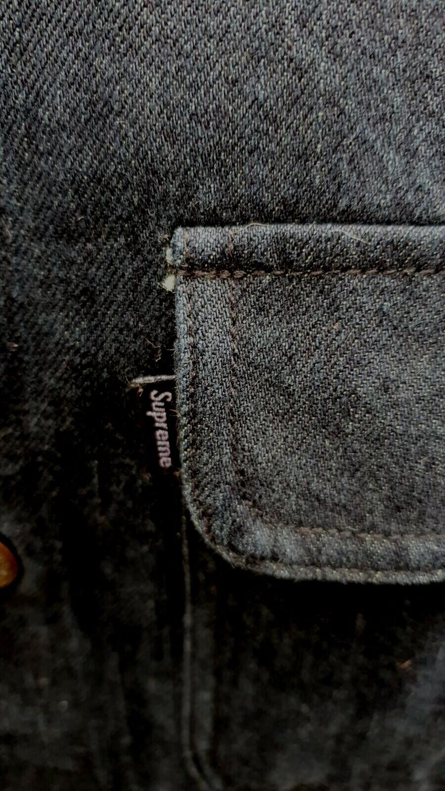 FW14 Supreme Eat The Rich Hooded Denim Shirt Indigo Größe M