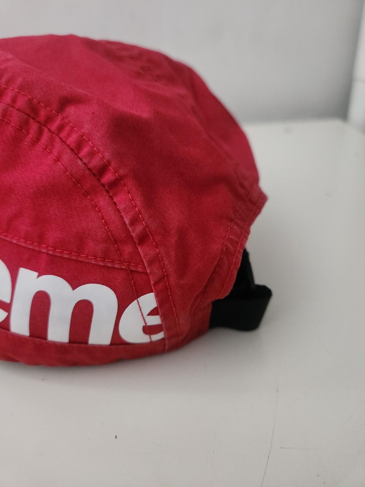 FW18 Supreme Side Panel Camp Cap red big logo hat made in USA