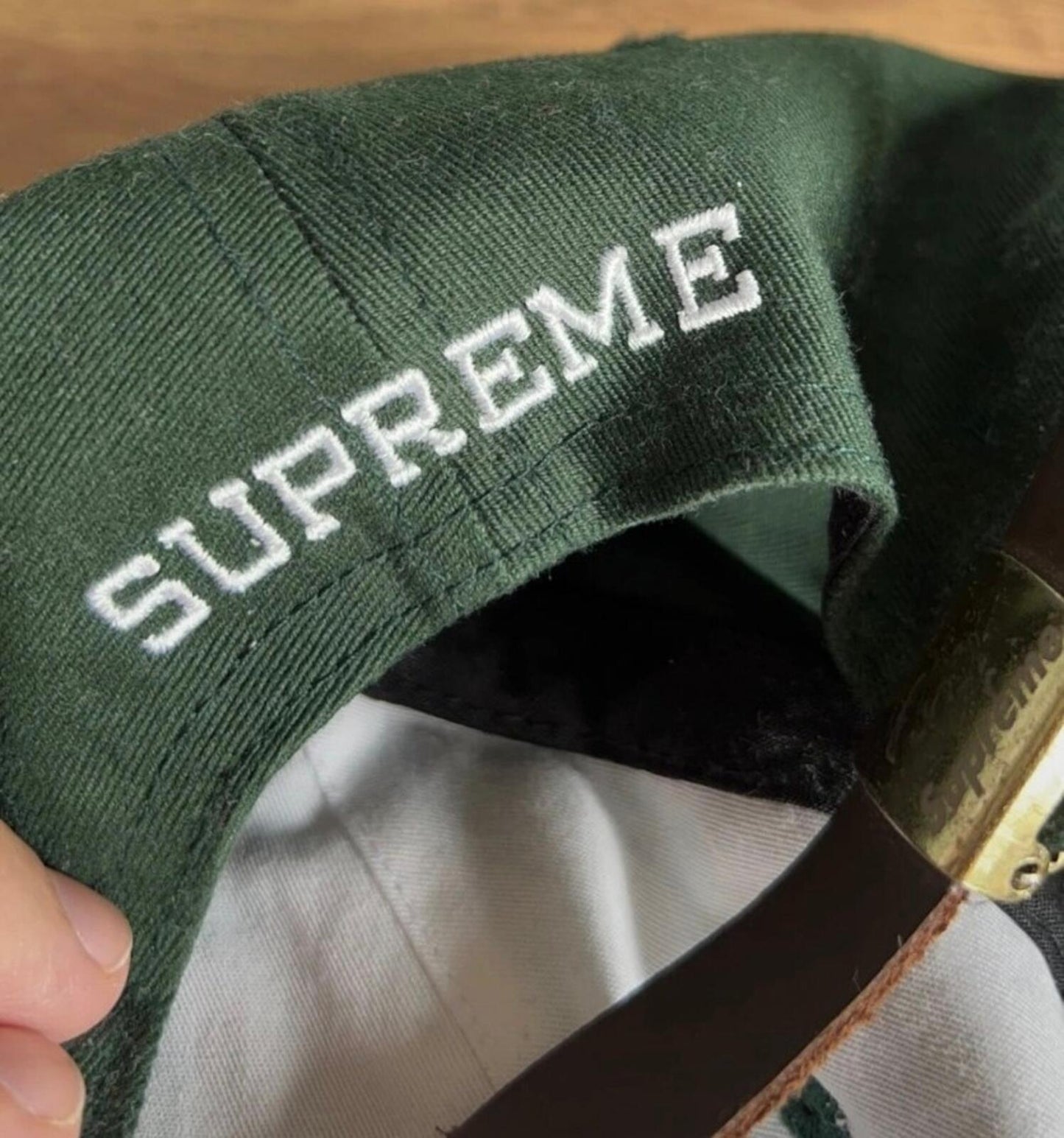 FW20 Supreme Chino Twill Gel S Logo 6-panel Cap Green