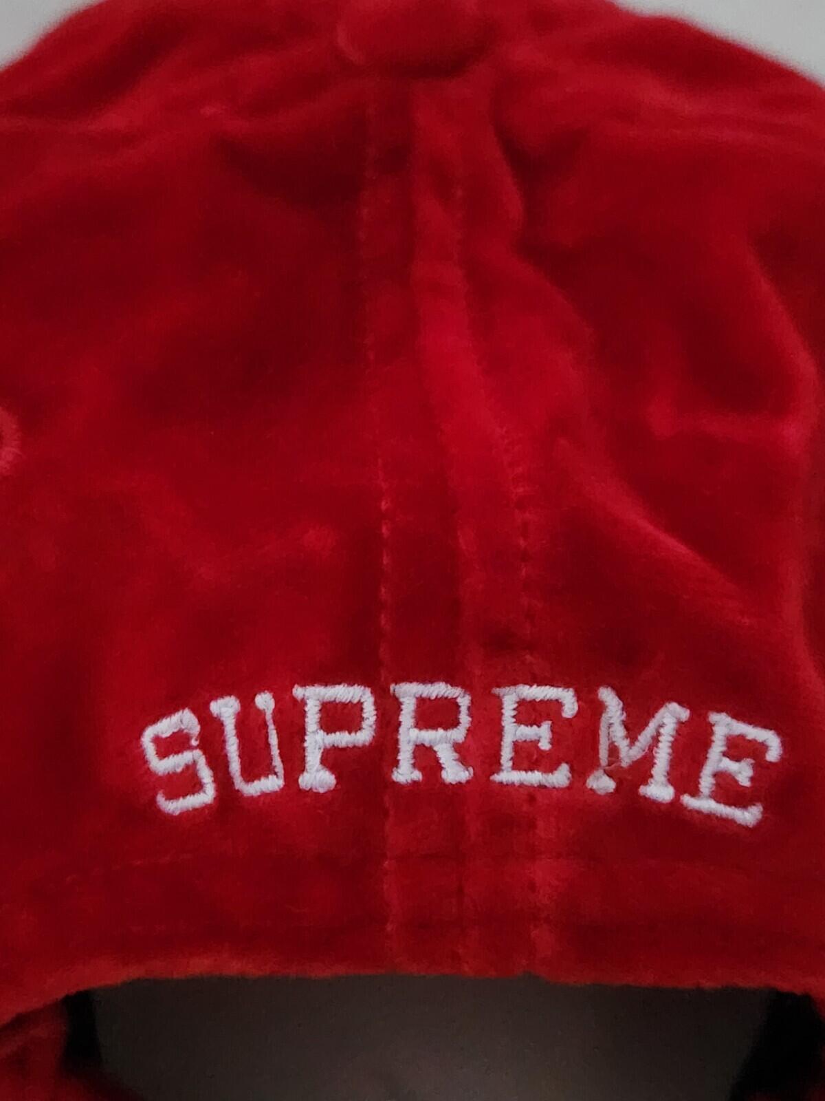 FW20 Supreme S Logo Velvet 6-panel Cap Red