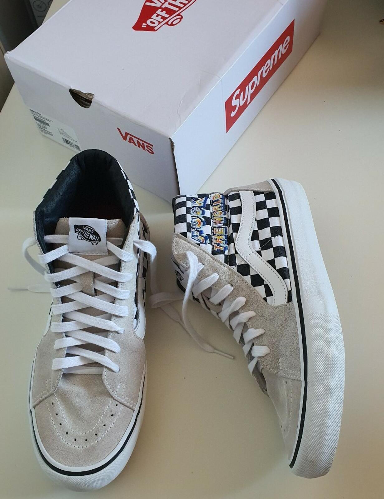 FW19 Supreme x Vans F*ck The World Sk8-Hi Pro UK 9 US 10 EUR 43 White Trainers