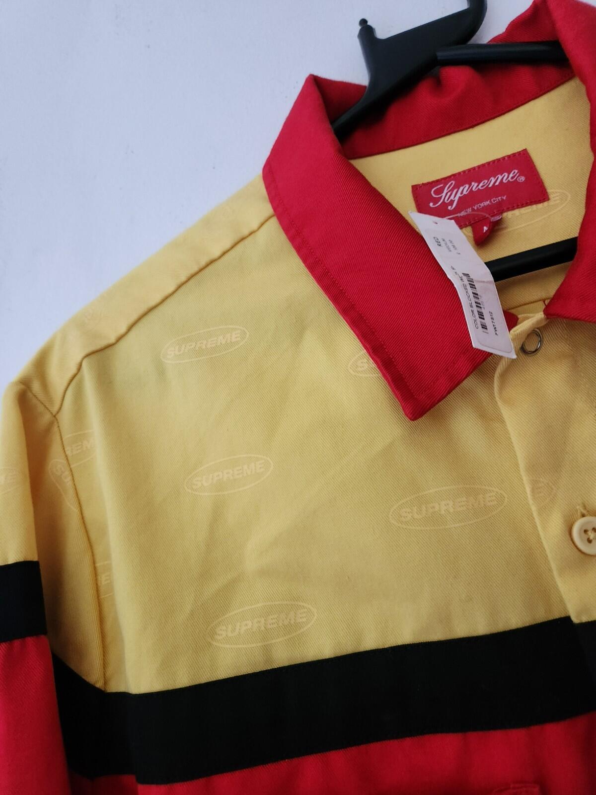 FW17 Supreme Color Blocked Work shirt Red Yellow size M Medium button up New