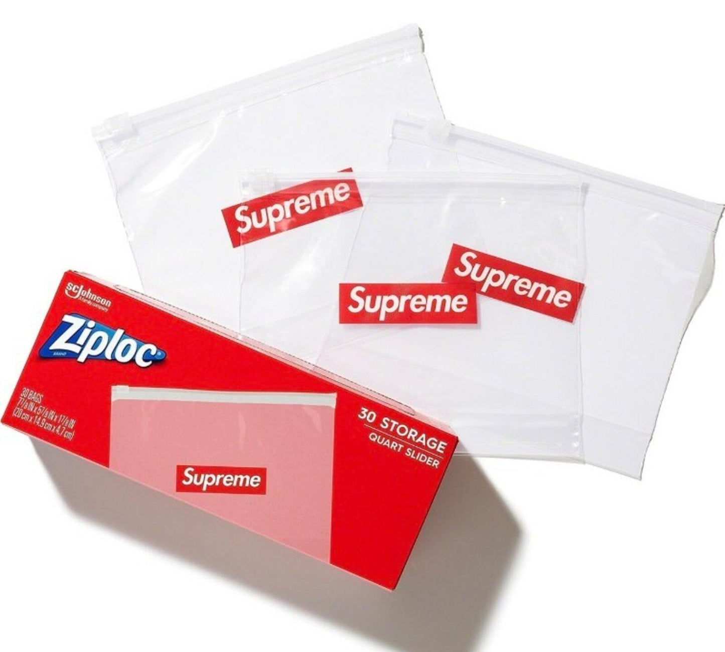 3x SS20 Supreme ZIPLOC Beutel (3x Boxen à 30 Stück) klare kleine Box Logo Aufbewahrungsbeutel