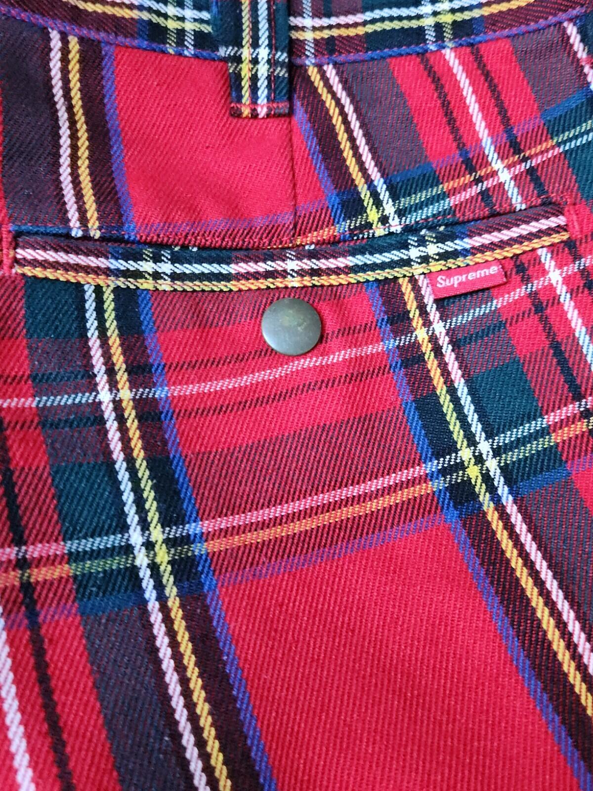 FW17 Supreme work pant Slim 32 Red Stewart Tartan Plaid trousers pants W32 L28