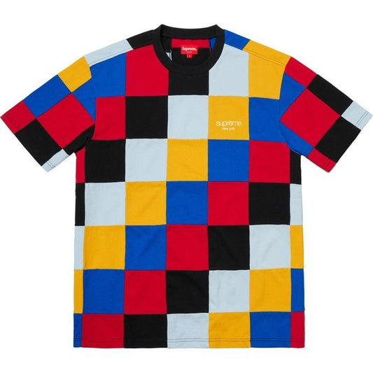 FW18 Supreme Patchwork Pique Tee Red/Yellow/Blue Size M
