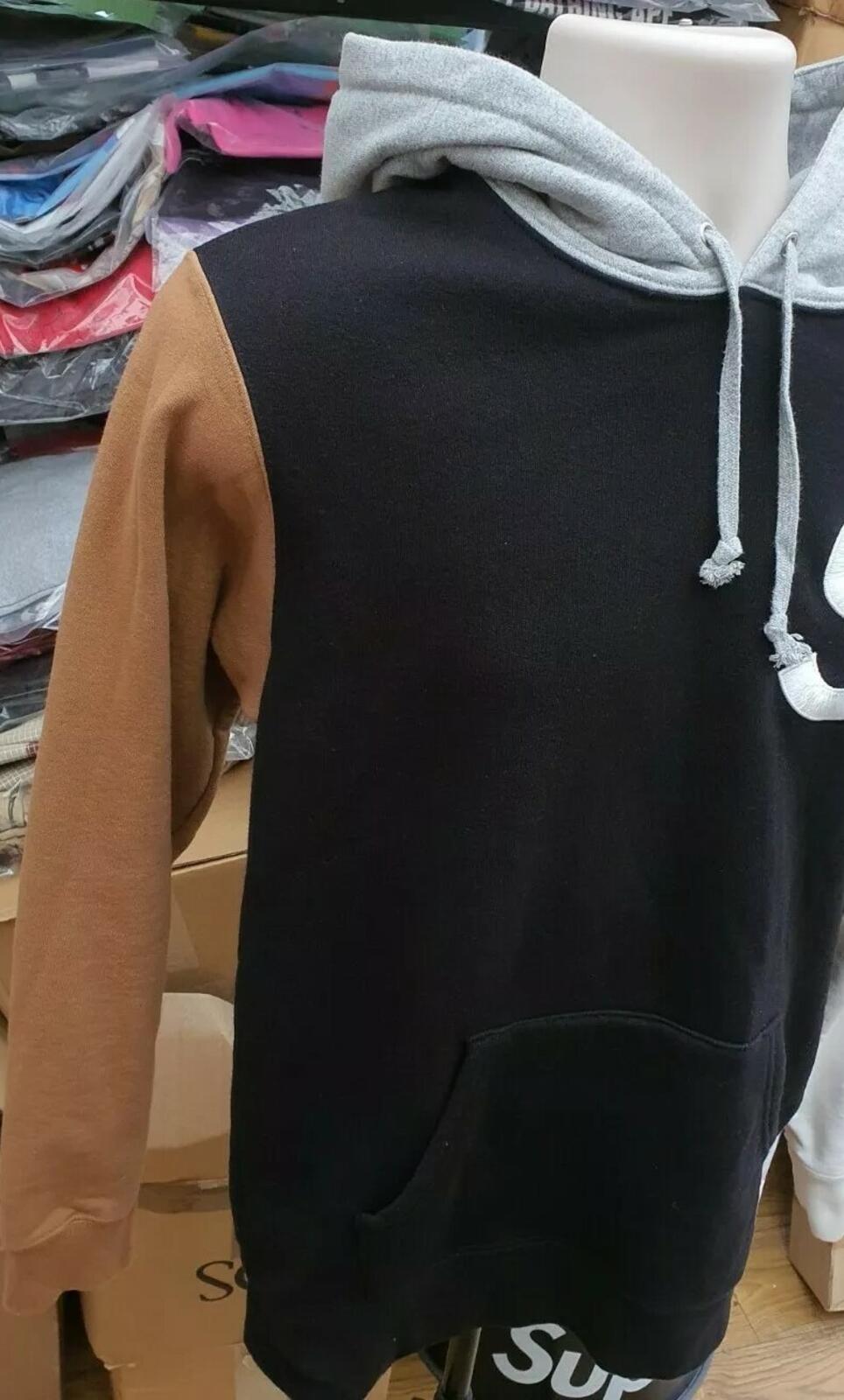 SS19 Supreme S Logo Colorblocked Kapuzenpullover Schwarz Größe M