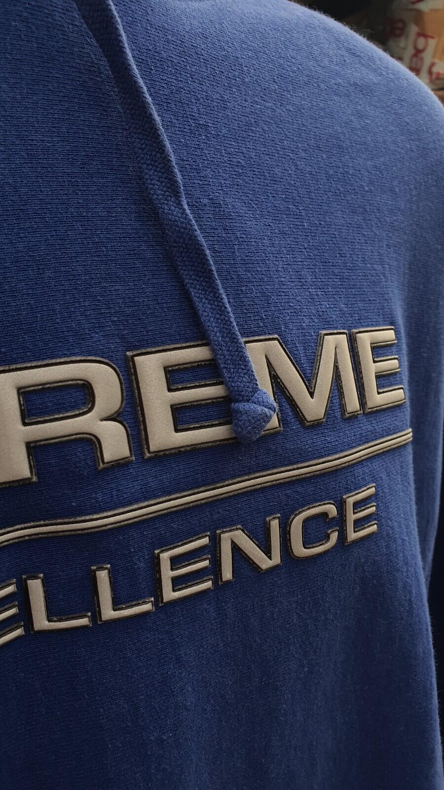 FW17 Supreme Reflective Excellence hooded Sweatshirt M medium blue hoodie royal