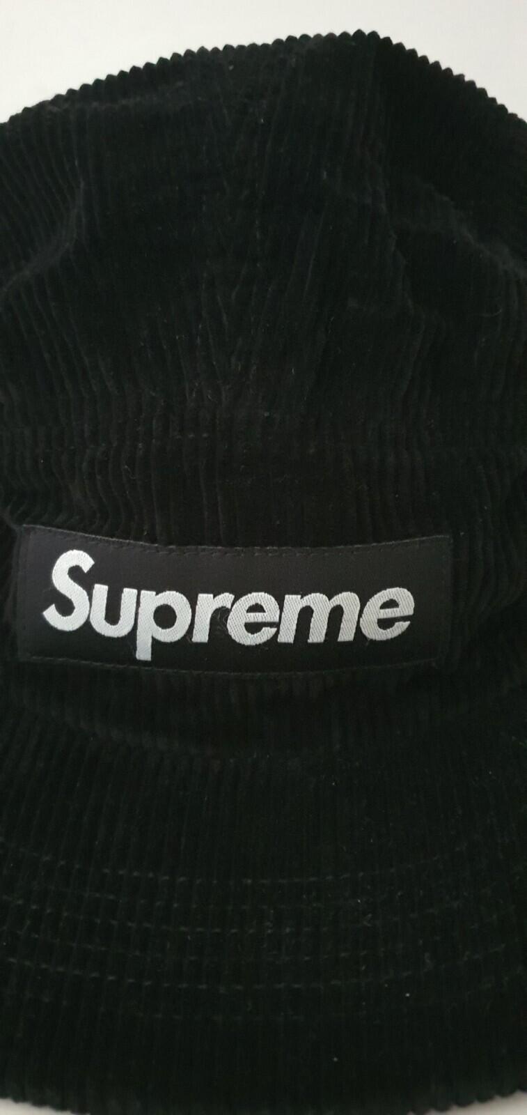SS18 Supreme Corduroy camp cap black hat box logo