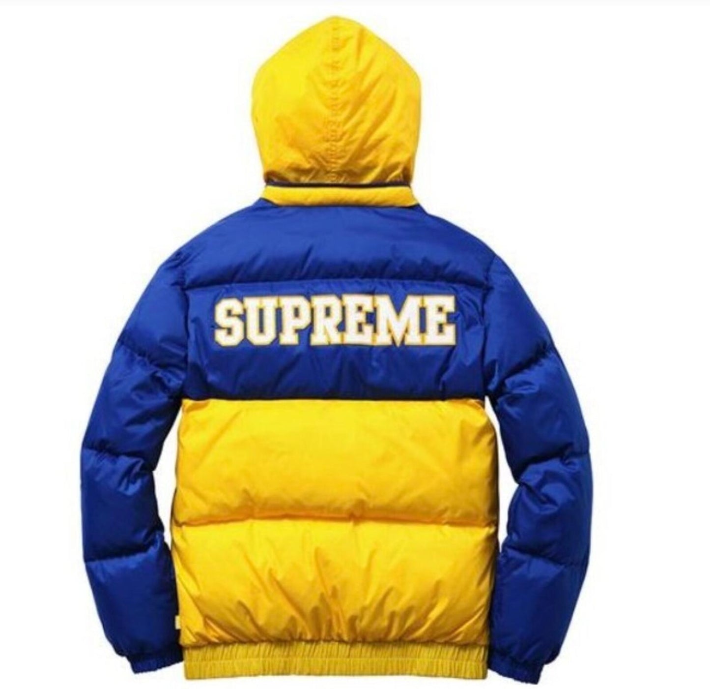 FW14 Supreme reversible Puffy Jacket yellow blue XL duck down puffer Vintage