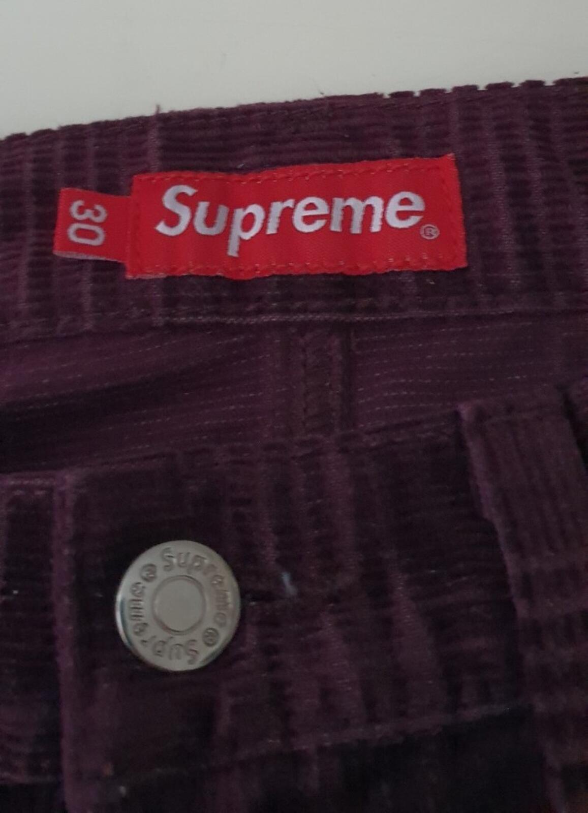 FW14 Supreme Plaid Cord 5 Pocket Pant Burgundy Size 30 W30 L30