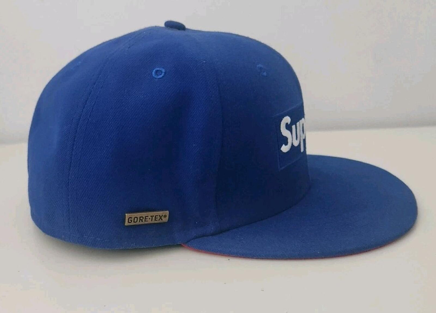 FW13 Supreme GORE-TEX Box Logo New Era Blau Rot Hut Wasserdichte Kappe 7 3/8 Vintage